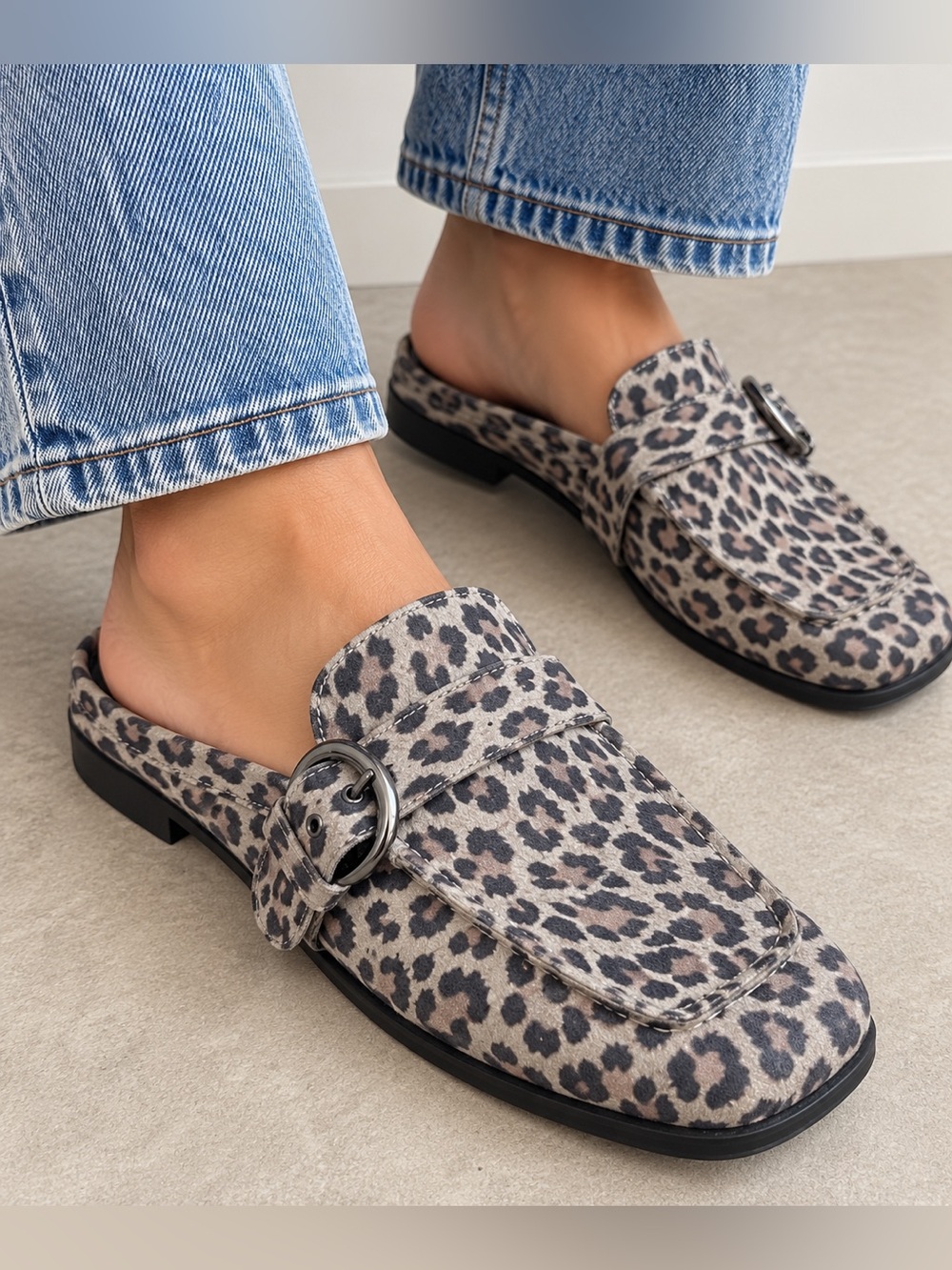 Free People Leopard Print Buckle Loafer Mule